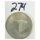 1967 Canadian Silver Dollar Coin