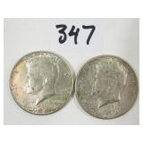 2 1964 U.S. Silver Kennedy Half Dollar Coins