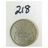 1958 Canadian Silver Half Dollar Coin