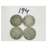 4 Early Canadian Silver Quarters