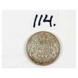 1950 Canadian Silver Half Dollar Coin