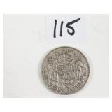 1950 Canadian Silver Half Dollar Coin