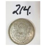 1957 Canadian Silver Half Dollar Coin