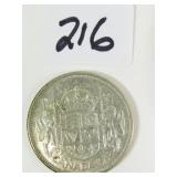 1958 Canadian Silver Half Dollar Coin