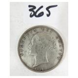 1874 British Sterling Silver Half Crown Coin