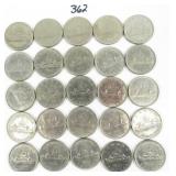 25 Canadian 1968 Dollar Coins