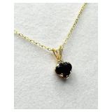 10KT Yellow Gold Garnet & White Topaz Pendant
