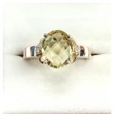 Sterling Silver Natural Lemon Quartz Ring