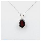 Sterling Silver Garnet Pendant & Chain