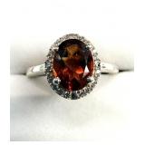 Sterling Silver Natural Garnet Ring