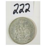 1959 Canadian Silver Half Dollar Coin