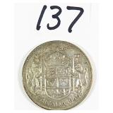 1946 Canadian Half Dollar Silver Coin