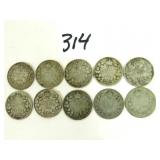 10 Early Canadian Silver Dime Coins