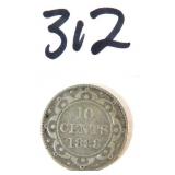 Very Early Rare 1888 Newfoundland Silver Dime