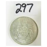 1963 Canadian Silver Half Dollar Coin