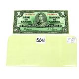 1937 Canadian $1 Dollar Bill Uncirculated