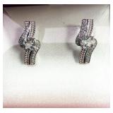 Sterling Silver White Quartz With CZ Earrings W/A