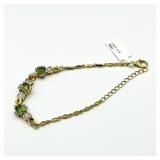 Gold Plated Peridot with White Topaz Bracelet