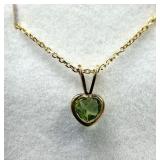 Gold Plated Sterling Silver Peridot Heart Pendant