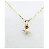 10KT Yellow Gold CZ Flower Pendant