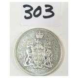 1963 Canadian Silver Half Dollar Coin