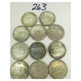 11 Canadian 1967 Silver Quarter Coins