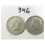 2 1964 U.S. Silver Kennedy Half Dollar Coins