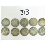 10 Early Canadian Silver Dime Coins
