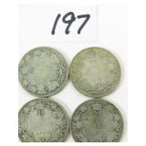 4 Early Canadian Silver Quarters