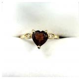10KT Yelow Gold Garnet & Diamond Ring W/A