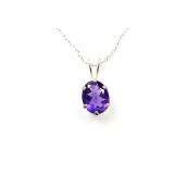 Sterling Silver Amethyst 10 X 8 Pendant & Chain
