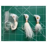 (3) White  Hand Tied Buck Hair Jigs 3/4 Oz