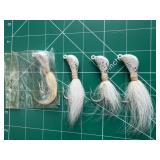 (4) White Speckle Hand Tied Buck Hair Jigs 3/4 Oz