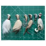 (6) Hand Tied Buck Hair Jigs 1-1/8 To 3/4 Oz