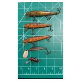 (4) Rebel Jerk Baits, (1) Blue Fox Super Vibrax