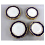 GEORGE JONES CRESCENT COBALT & GOLD PLATES