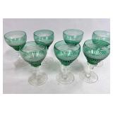 VINTAGE GREEN CUT TO CLEAR CRYSTAL SET