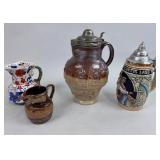 ANTIQUE PITCHERS AND STEIN