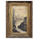 OIL ON CANVAS PAINTING OF A WATERFALL