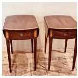 PAIR OF BAKER MAHOGANY DROP LEAF END TABLES