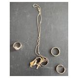 10 KT GOLD RINGS AND CHAIN