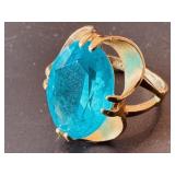 18 KT GOLD ELECTROPLATE & ZIRCON RING