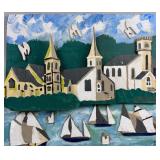 JOHN BOS FOLK ART CHURCHES AND SAIL BOATS