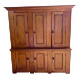 VERY IMPRESSIVE STEP BACK PINE CUPBOARD