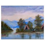 WATERCOLOUR OF AN INDIGENOUS ENCAMPMENT