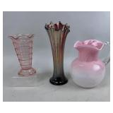 DEPRESSION CARVED AND OPALESCENT GLASS