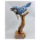 ARMES CARVED BLUE JAY ON BRANCH