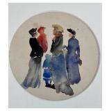 WATERCOLOUR OF WOMEN IN TIGER MAPLE FRAME