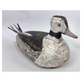HAND CARVED DECOY WITH TAIL FEATHERS