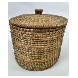 LIDDED CEDAR ROOT BASKET